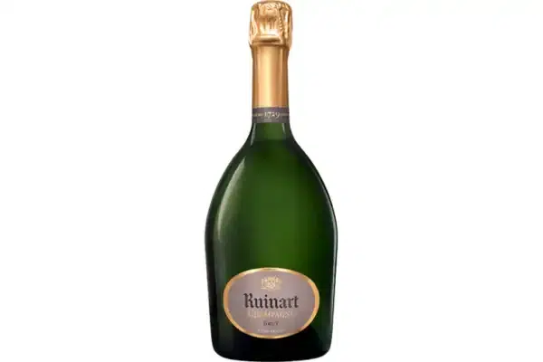 Une bouteille de champagne prestige de marque Ruinart.